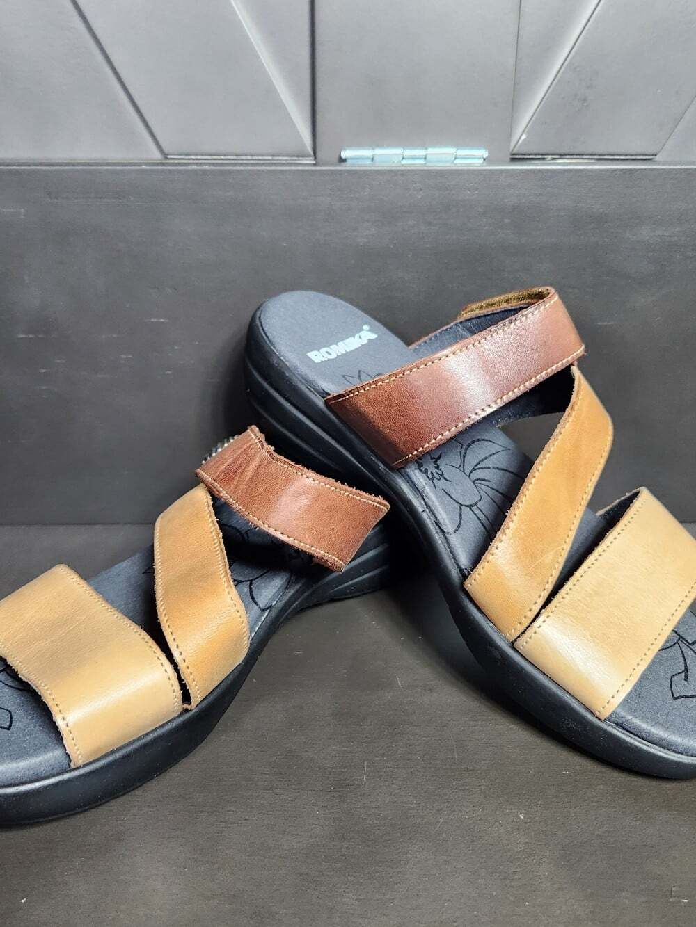 Romika Women’s EU 37 US 6-6.5 Tan and Brown Leather Comfort Strappy Sandals
